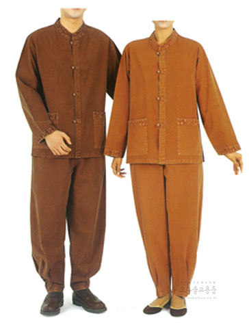 남여 2p 차이나생활복 (밤색 황토색 봄 가을옷) 신행 불자 생활복 면옷