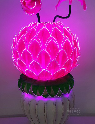 광섬유꽃-한송이 연꽃 나비 (빨강)