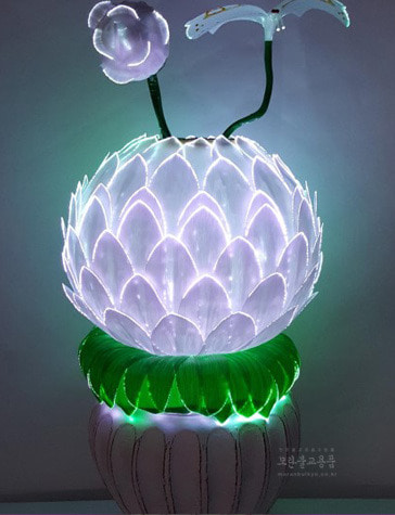 광섬유꽃-한송이 연꽃 나비 (흰색)