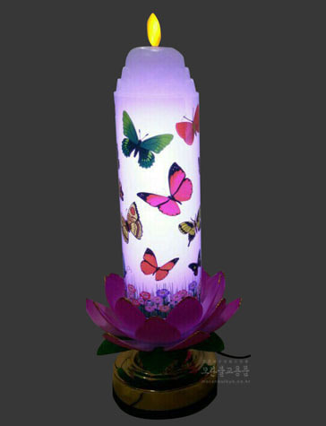 나비 LED전기초 촛대세트 (초색상변환) 나비전기초 전기초 불교용품 기도용품 나비초