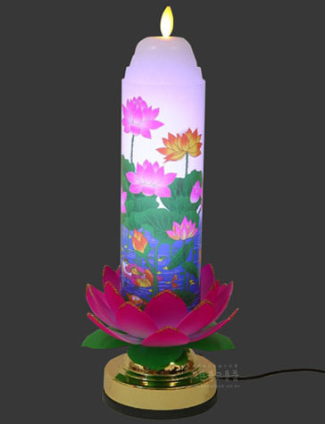 연꽃 LED전기초 촛대세트 (초색상변환) 연꽃전기초 전기초 불교용품 기도용품 연꽃초