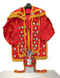 이중 장군복 (빨강, 모자 포함) 장군의대 장군옷 신복 민속의상