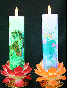 LED연꽃전기초-호랑이,연꽃 (낱개)-리모콘