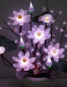 광섬유꽃-4송이 연꽃매화 봉우리 (흰색)