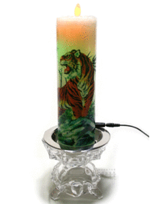 호랑이 LED전기초 촛대세트 (초색상변환) 호랑이전기초 산신초 기도초 불교용품 기도