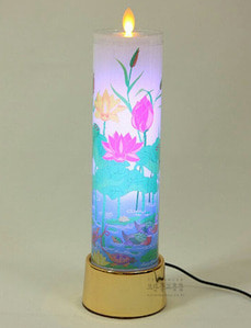 연꽃 LED흔들 전기초 (리모콘으로 초색상 변환 가능) 연꽃전기초 법당초 불교 기도초