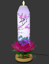 매화꽃 LED전기초 촛대세트 (초색상변환) 매화전기초 전기초 불교용품 기도용품 매화초