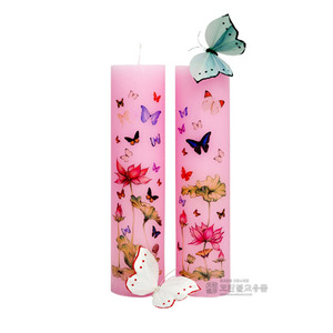 식물성팜유 원기둥초 연꽃나비 핑크 (1박스 20개) 법당초 기도초 기도양초 불교초 원백