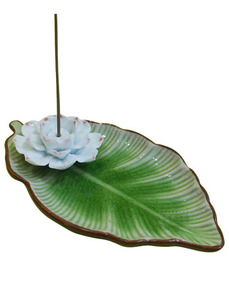 보리수잎 연꽃 향꽂이 (연두) 길이 17cm